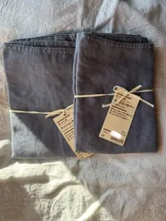 無印良品　洗いざらし麻クッションカバー　４３×４３ｃｍ用・ブルー