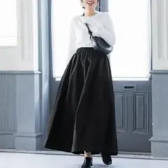 Aライン フレアスカート ウエストゴム ロング丈 無地 22ss coca コカ