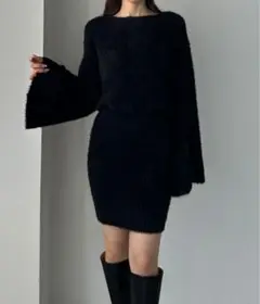 Louere ミニニットワンピース ブラック