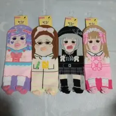 あしもとさん家　おもしろソックス　ギャル柄　ショート丈23〜25cm　4足セット