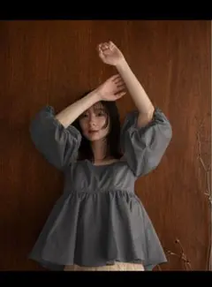 mideal volume off shoulder blouse　グレー