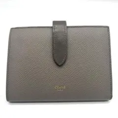 【美品】セリーヌ ストラップウォレット グレージュ 折財布 コンパクト シボ革