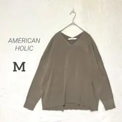【AMERICANHOLIC】Vネックフワフワニットプルオーバー オーバーサイズ