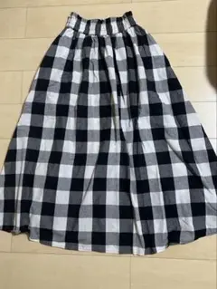 ロングスカート ブラック・ホワイト チェック柄