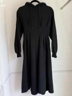 タックフレア裏起毛パーカーワンピース