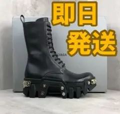 BALENCIAGA ブラックレザーブーツ 厚底 42