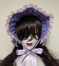 ハーフボンネット　ロリータ紫色
