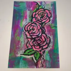 手描きアクリル画　ポストカードサイズ