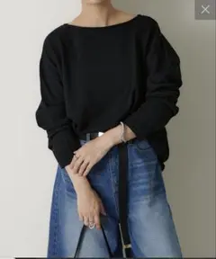 Omekashi 総針ニットプルオーバー ブラック