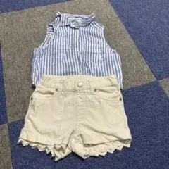 キッズ服 100cm ノースリーブシャツとショートパンツセット