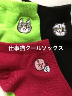 仕事猫　ソックス　クールタイプ3足セット　現場猫刺繍　新品　8月限定セール