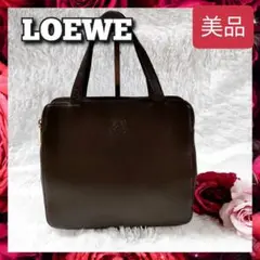 極美品 LOEWE ロエベ ハンドバッグ スクエア アナグラム レザー