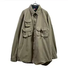 90s tommy hilfiger マルチポケットシャツ　M ranger
