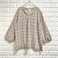 DRESKIP 長袖ブラウス チェック柄 トップス ワールド チェックシャツ L