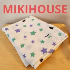 【MIKIHOUSE】ガーゼケットおくるみ(ラベンダー＆ミントグリーン星、クマ)
