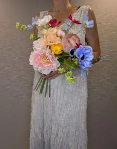 クラッチブーケ　アーティフィシャルフラワー　結婚式　前撮り　カラフル　芍薬