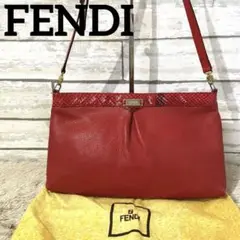 FENDIフェンディ ショルダーバッグ パイソンレザー 赤 レディース