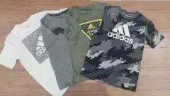アディダス Tシャツ4セット（ホワイト、グレー、迷彩 カーキ）150cm