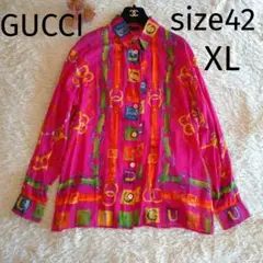 GUCCI グッチ ヴィンテージ オールド シャツ ベルト チェーン柄 XL42