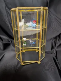 ミニガラス製ディスプレイケース 金色