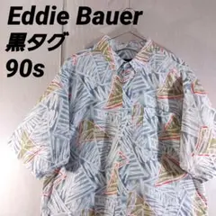 【古着】エディーバウアー 総柄ボタンダウンシャツ 黒タグ 90s ビンテージ