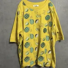 イマゴEmago.メロン刺繍Tシャツカットソー　フルーツ柄　綿　麻リネン