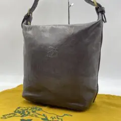 ✨美品✨イルビゾンテ ショルダーバッグ バケツ型 ロゴ レザー ダークブラウン