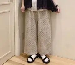 サマンサモスモス Samansa Mos2 麻レーヨンリラックスパンツ ドット柄