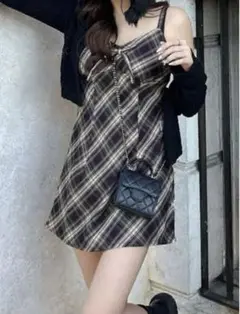 SHEIN チェック キャミワンピース