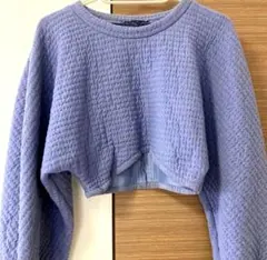 ZARA ライトブルー クロップドニット ショート丈S レディース　ダンス