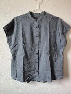 無印良品ノーカラーフレンチスリーブシャツXS〜Sサイズ