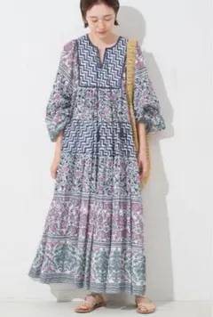 SLOBE IENA インドパネルティアードワンピース38サイズ