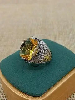 ヴィンテージ ゴールド シルバー ジルコニア リング 指輪 イエロー 13号