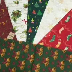 76　クリスマス プリント 生地　はぎれ　綿　カットクロスセット　まとめ売り