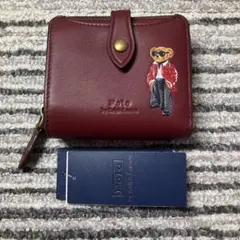 【未使用品】ポロラルフローレン ポロベア レザー 二つ折り財布 ワイン