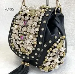 【極美品】YURIS パールビジューデコバッグ ボタデコバッグ 2WAY