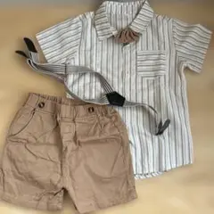 110サイズ ストライプ シャツ ショートパンツ セット