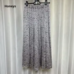 Honeys プリーツスカート 花柄 ピンク