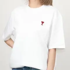 アミパリス シャツ ブラウス M 長袖 赤いハート刺繍 ホワイト 男女兼用 AMI Alexandre Mattiussi ami paris アミパリス シャツ RED ADC