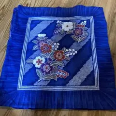 青色 花柄刺繍 座布団カバー5セット