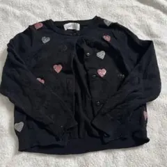 H&M ハート柄 黒 カーディガン
