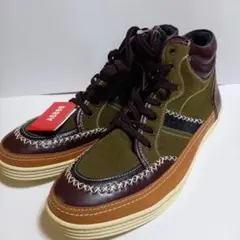 ASBee オリーブブラウン ハイカットスニーカー