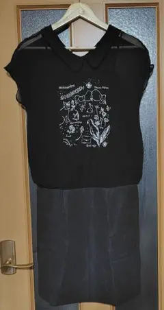 haupia 刺繍入り半袖ワンピース 身頃部分 絹100%