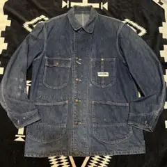 かい 激レア 50s POWR HOUSE 濃紺 デニムオーバーオール 50's POWR HOUSE パワーハウス デニム オーバーオール 工場タグ
