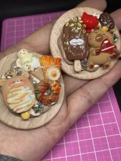 動物と食べ物のデコレーションパーツマグネット2個セット