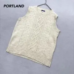 【ポートランド】美品 ノースリーブ ケーブルニット イエロー サイズ4 重ね着