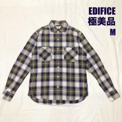 極美品◾️EDIFICEエディフィス コットンチェックシャツ 長袖 44 M 薄手