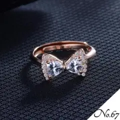【新品】CZリボンデザインリング アクセサリー 指輪 ローズ レディース