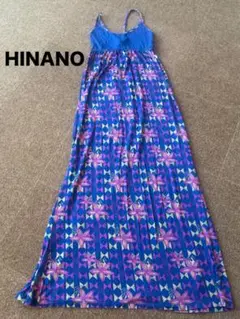 HINANO 青紫花柄 キャミロングワンピース　インポート　美品　フラダンス