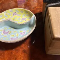 中国古玩色絵筆洗9cm【桐箱付】